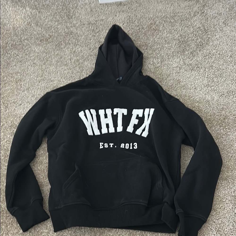 White Fox Black Hoodie with White Lettering